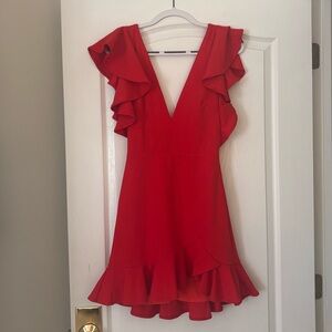 Elegant Red Ruffle Dress